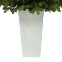 3.5ft. Pre-Lit Washington Fir Artificial Christmas Tree In Tower Planter, Clear Lights -Northlight Shop D322672S 6