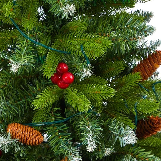 4.5ft. Pre-Lit Snow Tipped Portland Spruce Artificial Christmas Tree In White Metal Planter, Clear LED Lights 8 4.5ft. Pre-Lit Snow Tipped Portland Spruce Artificial Christmas Tree In White Metal Planter, Clear LED Lights - Image 6