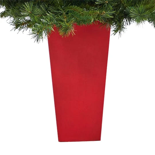4.5ft. Pre-Lit Wyoming Mixed Pine Artificial Christmas Tree In Red Tower Planter, Clear Lights 9 4.5ft. Pre-Lit Wyoming Mixed Pine Artificial Christmas Tree In Red Tower Planter, Clear Lights - Image 7