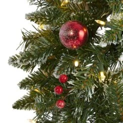 24" White LED Frosted Christmas Wreath With Ornaments & Berries -Northlight Shop D322795S 3