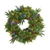 24" Multicolor LED Mixed Pine Christmas Wreath With Berries & Pinecones