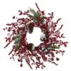 24" Frosted Cypress Wreath With Berries & Pinecones 2 24" Frosted Cypress Wreath With Berries & Pinecones -Northlight Shop D322801S 1