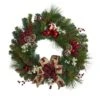 24in. Christmas Pine, Pinecone & Ornaments Wreath -Northlight Shop D322847S 1