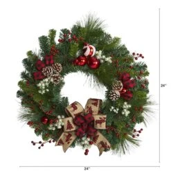 24in. Christmas Pine, Pinecone & Ornaments Wreath -Northlight Shop D322847S 2