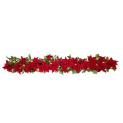 Haute Décor 6ft. Pre-Lit LED Poinsettia Garland
