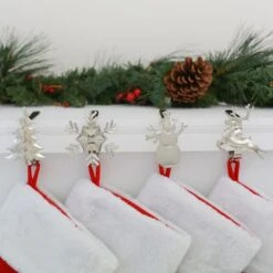 Original MantleClip® Silver Assorted Holiday Icons Stocking Holders, 4ct. -Northlight Shop D349363S 2