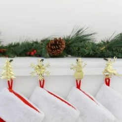 Original MantleClip® Gold Assorted Holiday Icons Stocking Holders, 4ct. -Northlight Shop D349364S 2