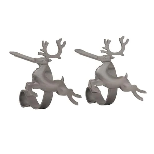 Original MantleClip® Pewter Reindeer Icons Stocking Holders, 2ct. 3 Original MantleClip® Pewter Reindeer Icons Stocking Holders, 2ct.