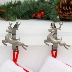 Original MantleClip® Pewter Reindeer Icons Stocking Holders, 2ct. 7 Original MantleClip® Pewter Reindeer Icons Stocking Holders, 2ct. -Northlight Shop D349366S 2