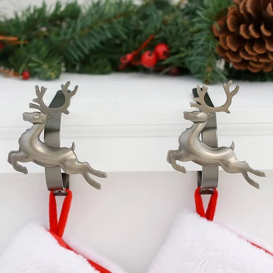 Original MantleClip® Pewter Reindeer Icons Stocking Holders, 2ct. 5 Original MantleClip® Pewter Reindeer Icons Stocking Holders, 2ct. - Image 3