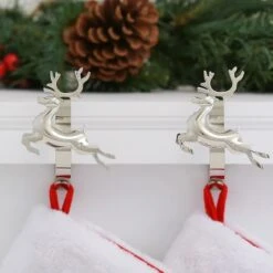 Original MantleClip® Silver Reindeer Icons Stocking Holders, 2ct. 7 Original MantleClip® Silver Reindeer Icons Stocking Holders, 2ct. -Northlight Shop D349384S 2