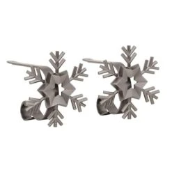 Original MantleClip® Pewter Snowflake Icons Stocking Holders, 2ct. -Northlight Shop D349404S 1 1