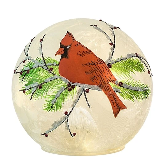 Haute Decor 6" Lighted Cardinal Christmas Globe 5 Haute Decor 6" Lighted Cardinal Christmas Globe - Image 3