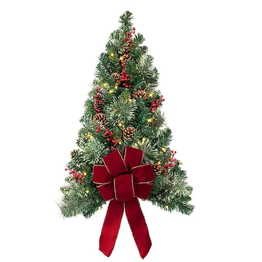 28" Pre-Lit Classic Wall Artificial Christmas Tree, Warm White LED Lights 3 28" Pre-Lit Classic Wall Artificial Christmas Tree, Warm White LED Lights