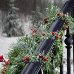 Haute Decor 14" Noble Pine With Berries GarlandTies™, 20ct. -Northlight Shop D349508S 2