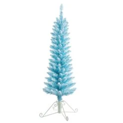 4ft. Pre-Lit Cotton Candy Blue Flocked Fir Artificial Christmas Tree, Clear Lights -Northlight Shop D349525S 2