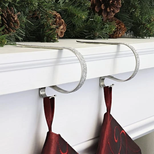 Original MantleClip® Silver Glitter Stocking Holders, 2ct. 5 Original MantleClip® Silver Glitter Stocking Holders, 2ct. - Image 3
