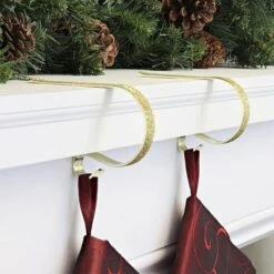 Original MantleClip® Gold Glitter Stocking Holders, 2ct. 7 Original MantleClip® Gold Glitter Stocking Holders, 2ct. -Northlight Shop D349580S 2