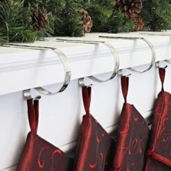 Original MantleClip® Silver With White Snowflakes Stocking Holders, 4ct. -Northlight Shop D349593S 2