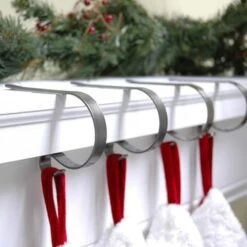 Original MantleClip® Pewter Stocking Holders, 4ct. 7 Original MantleClip® Pewter Stocking Holders, 4ct. -Northlight Shop D349597S 2
