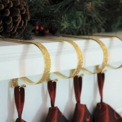 Original MantleClip® Gold Glitter Stocking Holders, 4ct. -Northlight Shop D349603S 2