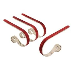 Original MantleClip® Red Glitter Stocking Holders, 4ct. -Northlight Shop D349605S 1 1