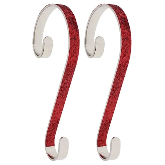 Haute Decor Stocking Scroll® Red Glitter Stocking Holders, 2ct. 3 Haute Decor Stocking Scroll® Red Glitter Stocking Holders, 2ct.