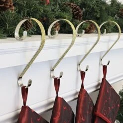 Haute Decor Stocking Scroll® Gold Glitter Stocking Holders, 4ct. 7 Haute Decor Stocking Scroll® Gold Glitter Stocking Holders, 4ct. -Northlight Shop D349651S 2