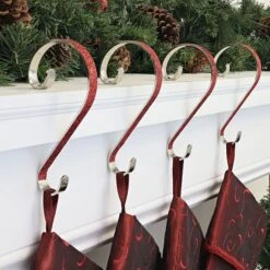Haute Decor Stocking Scroll® Red Glitter Stocking Holders, 4ct. 7 Haute Decor Stocking Scroll® Red Glitter Stocking Holders, 4ct. -Northlight Shop D349653S 2