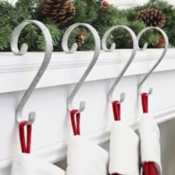 Haute Decor Stocking Scroll® Galvanized Stocking Holders, 4ct. 7 Haute Decor Stocking Scroll® Galvanized Stocking Holders, 4ct. -Northlight Shop D349655S 2