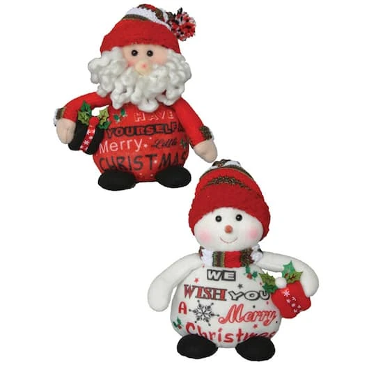 Santa's Workshop 10" Merry Claus & Snowman, Set Of 2 3 Santa's Workshop 10" Merry Claus & Snowman, Set Of 2
