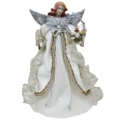 Santa's Workshop 16" Silver & White Elegance Angel Tree Topper -Northlight Shop D362296S 1 1