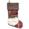 Santa's Workshop 19" Plaid Santa Pal Stocking 1 Santa's Workshop 19" Plaid Santa Pal Stocking -Northlight Shop D362372S 1