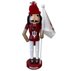 12'' Indiana Hoosiers Mascot With Flag Nutcracker