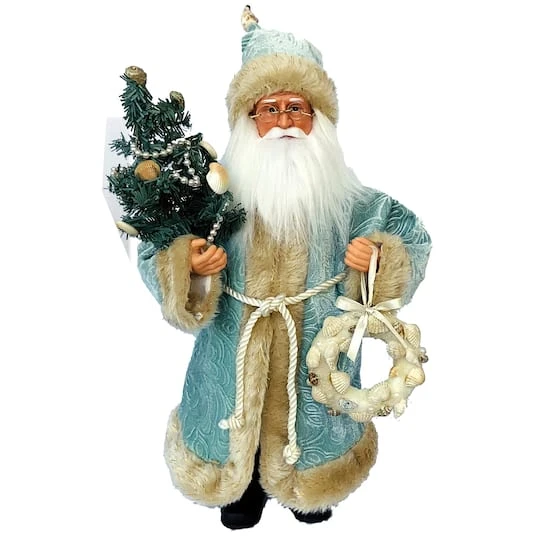 Santa's Workshop 15" Seaside Santa With Shell Wreath & Tree 4 Santa's Workshop 15" Seaside Santa With Shell Wreath & Tree - Image 2