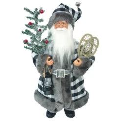 Santa's Workshop 15" Black & White Plaid Claus