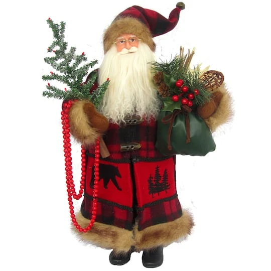 Santa's Workshop 18" Buffalo Plaid With Black Bear Santa Figure 4 Santa's Workshop 18" Buffalo Plaid With Black Bear Santa Figure - Image 2