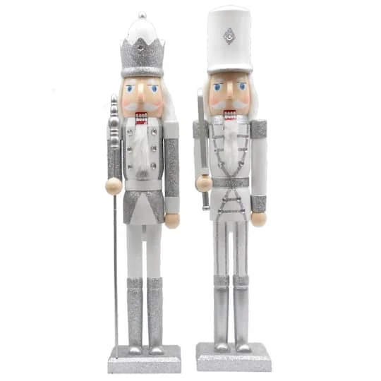 Santa's Workshop 24" White & Silver Nutcracker Set 3 Santa's Workshop 24" White & Silver Nutcracker Set