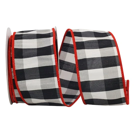 Reliant 2.5" X 10yd. Red Edged Grand Gingham Wired Ribbon 4 Reliant 2.5" X 10yd. Red Edged Grand Gingham Wired Ribbon - Image 2