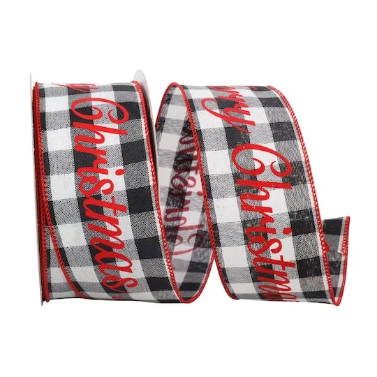 JAM Paper 2.5" X 25yd. Wired Merry Christmas Celine Plaid Ribbon 3 JAM Paper 2.5" X 25yd. Wired Merry Christmas Celine Plaid Ribbon