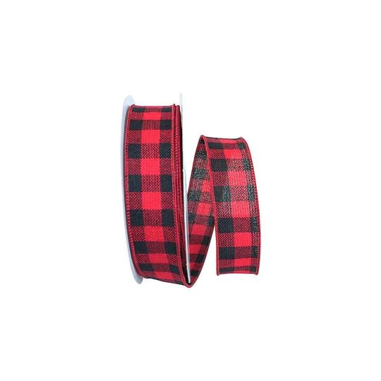 Reliant 1.5" X 20yd. Hearty Buffalo Plaid Wired Ribbon 4 Reliant 1.5" X 20yd. Hearty Buffalo Plaid Wired Ribbon - Image 2