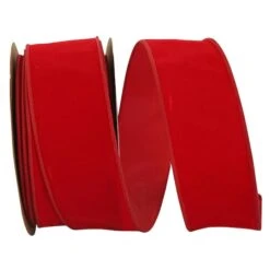 JAM Paper 2.5" X 25yd. Velvet Wired Heavy Commercial Ribbon Red 7 JAM Paper 2.5" X 25yd. Velvet Wired Heavy Commercial Ribbon Red -Northlight Shop D376829S 1 1