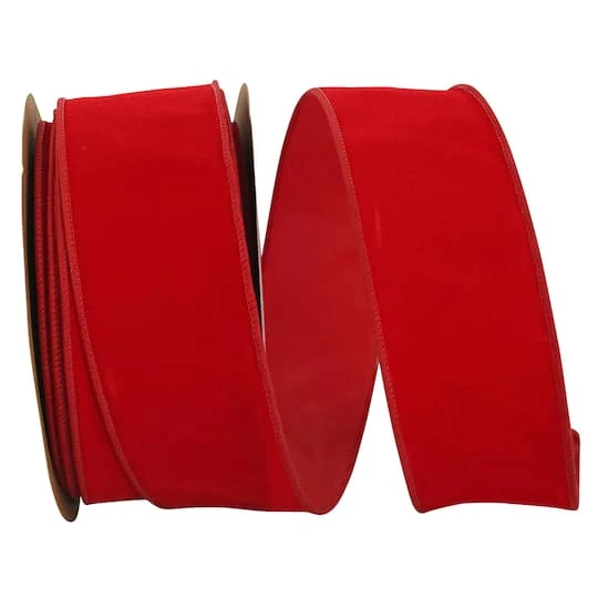 JAM Paper 2.5" X 25yd. Velvet Wired Heavy Commercial Ribbon Red 5 JAM Paper 2.5" X 25yd. Velvet Wired Heavy Commercial Ribbon Red - Image 3