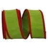 Reliant 2.5" X 10yd. Lime & Red Deluxe Dupioni Folded Wire Ribbon -Northlight Shop D376862S 1