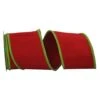 Reliant 4" X 5yd. Red & Lime Deluxe Dupioni Folded Heavy Wired Ribbon -Northlight Shop D376874S 1