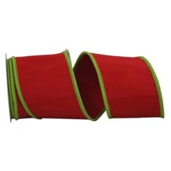 Reliant 4" X 5yd. Red & Lime Deluxe Dupioni Folded Heavy Wired Ribbon