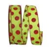 JAM Paper 1.5" X 50yd. Glitter Wired Lime & Red Dots Ribbon -Northlight Shop D376928S 1