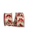 JAM Paper 2.5" X 20yd. Red Cardinals Wood Grain Wired Ribbon -Northlight Shop D376964S 1