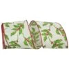 JAM Paper 4" X 10yd. Green & Red Glitter Holly Berry Exquisite Wired Ribbon -Northlight Shop D376966S 1