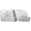 JAM Paper 4" X 10yd. Wired Snowflake Glitter Ribbon 2 JAM Paper 4" X 10yd. Wired Snowflake Glitter Ribbon -Northlight Shop D377036S 1